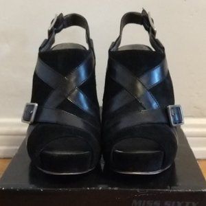 Miss Sixty "Taylor" Black Peep Toe Platform Heels - Size 38.5 (US 8.5)